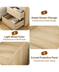 gaomon Nightstand with Drawers Bedside Table Light Wood End Table Modern Bed Side Table 2 Drawers Night Stand Drom Side Table Curved with Handle