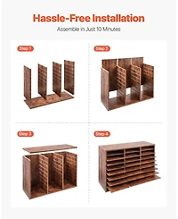 Sugift Literature Organizer, 27 Compartments, Wood Mailbox Sorter for File Storage