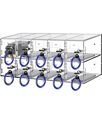 Sugift Cell Phone Storage Locker, 10 Slots, Acrylic Wall-Mounted Cabinet with Locks