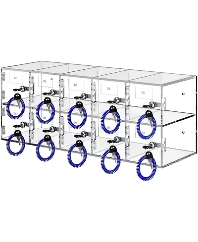 Sugift Cell Phone Storage Locker, 10 Slots, Acrylic Wall-Mounted Cabinet with Locks