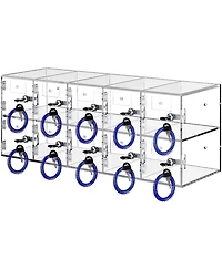 Sugift Cell Phone Storage Locker, 10 Slots, Acrylic Wall-Mounted Cabinet with Locks