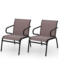 Gouun Modern Outdoor Patio Chairs Set of 2 with Breathable Fabric and Metal Frame