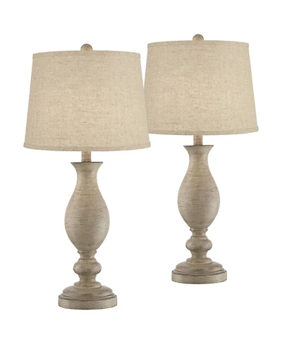 Regency Hill Serena Country Cottage Table Lamps Tall Set of 2 Burlap Shade for Bedroom Living Room Bedside Office Nightstand
