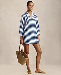 Polo Ralph Lauren Women's Striped Cotton Jersey V-Notch Collar Dress