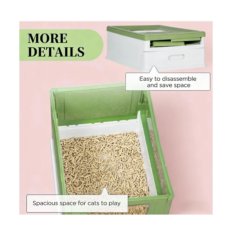 Zeus and Ruta Enclosed Cat Litter Box with Front Entry Odor Control Easy Clean Design Large Capacity