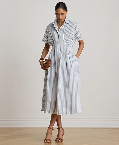 Lauren Ralph Petite Button-Up Short-Sleeve Shirt Dress