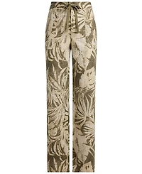 Lauren Ralph Petite High-Rise Palm-Frond-Print Wide-Leg Pants