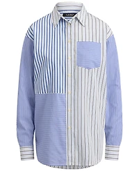 Lauren Ralph Petite Spread Collar Relaxed-Fit Striped Broadcloth Shirt