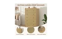 gaomon 31''Tall Rattan Dresser,6 Drawer Dresser for Bedroom,Dressers and Chests of Drawers