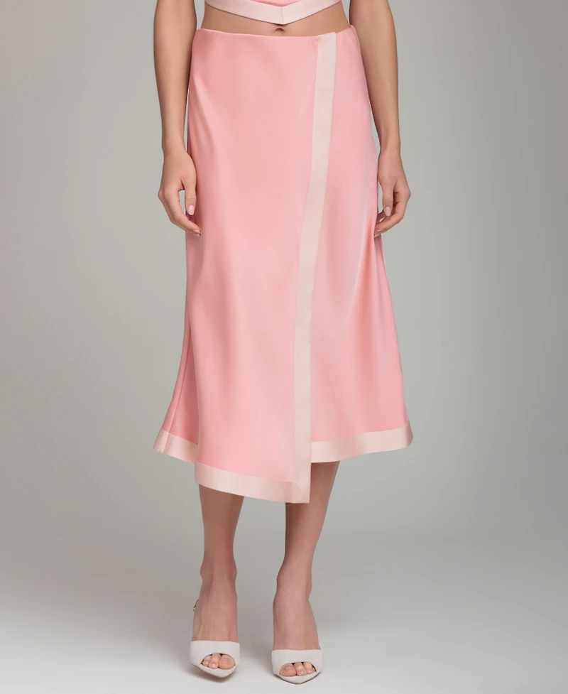 Avec Les Filles Women's Asymmetrical Wrap Midi Skirt