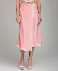 Avec Les Filles Women's Asymmetrical Wrap Midi Skirt