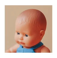 Miniland Baby Doll Caucasian Boy 8 1/4 inches in polybag. Made in Spain with Vanilla Scent. Anatomically Correct. My Friends and Me Collection