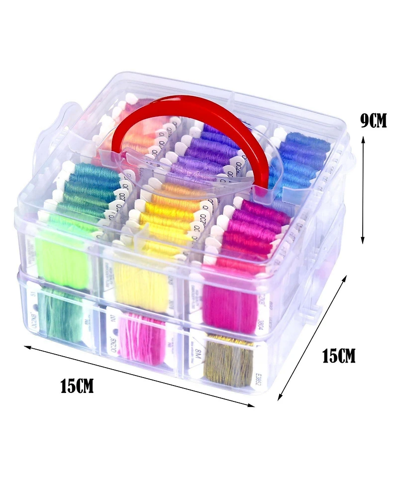 Gnuadz 188 Embroidery Floss Set Cross Threads Friendship Bracelet String 2-Tier Transparent Box Bobbins Kits
