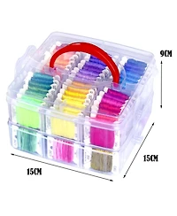 Gnuadz 188 Embroidery Floss Set Cross Threads Friendship Bracelet String 2-Tier Transparent Box Bobbins Kits