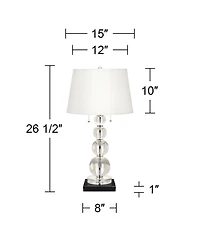 Vienna Full Spectrum Modern Table Lamp 26 1/2" High Square Marble Riser Crystal Spheres Drum Shade for Bedroom Living Room