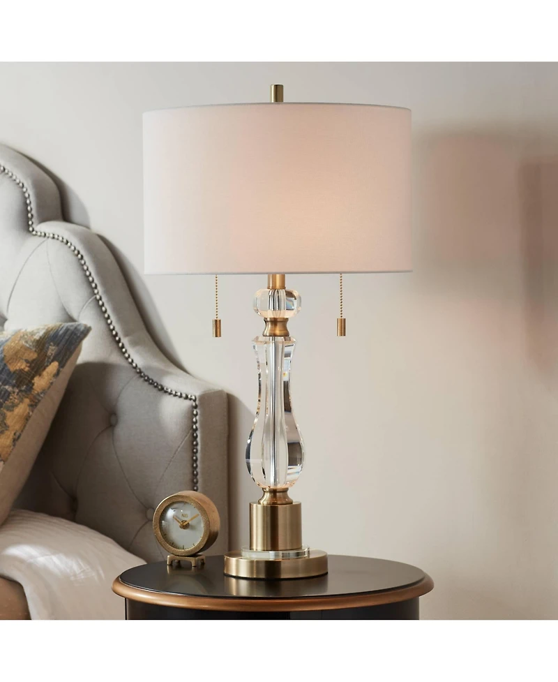Vienna Full Spectrum Jordan 27 1/2" Tall Traditional Table Lamp Pull Chain Brass Finish Metal Crystal Single Living Room Bedroom