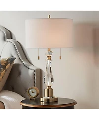 Vienna Full Spectrum Jordan 27 1/2" Tall Traditional Table Lamp Pull Chain Brass Finish Metal Crystal Single Living Room Bedroom