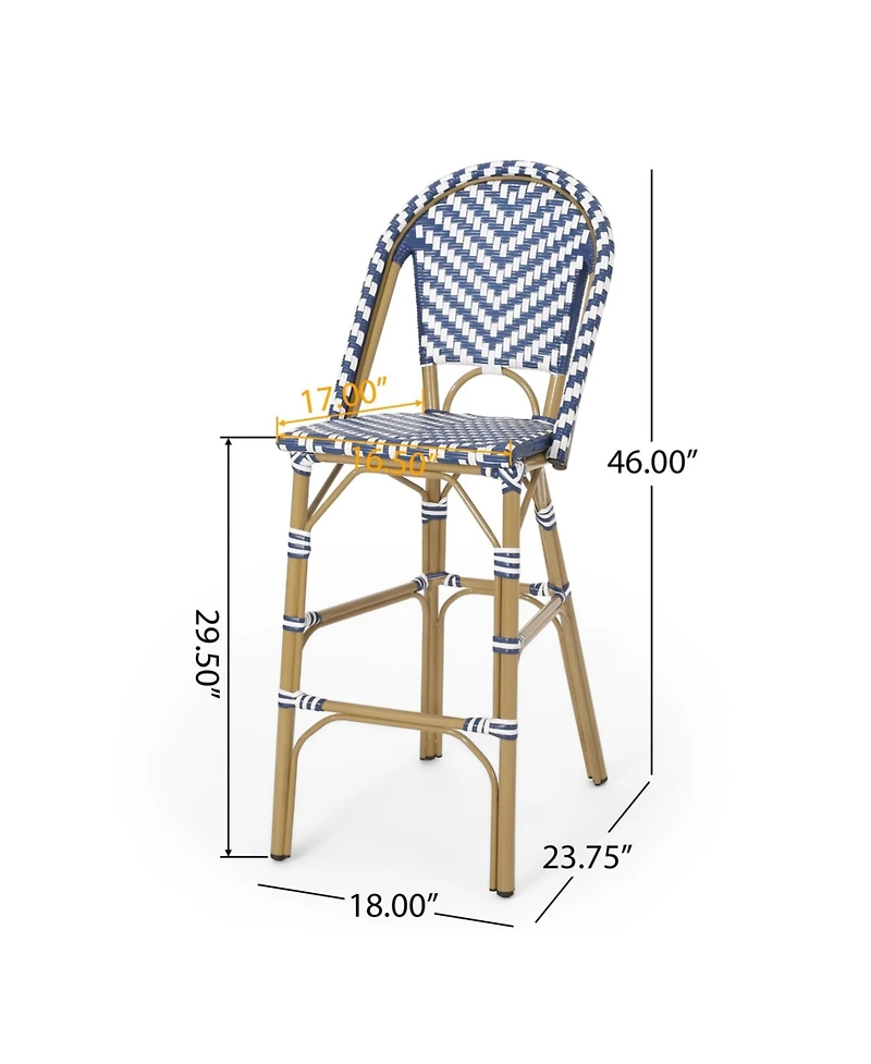 sumyeg Outdoor Pe Rattan French Barstool with Aluminum Frame Set of 2