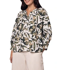 Celtic & Co. Women's Relaxed Cotton Printed V-Neck Blouse