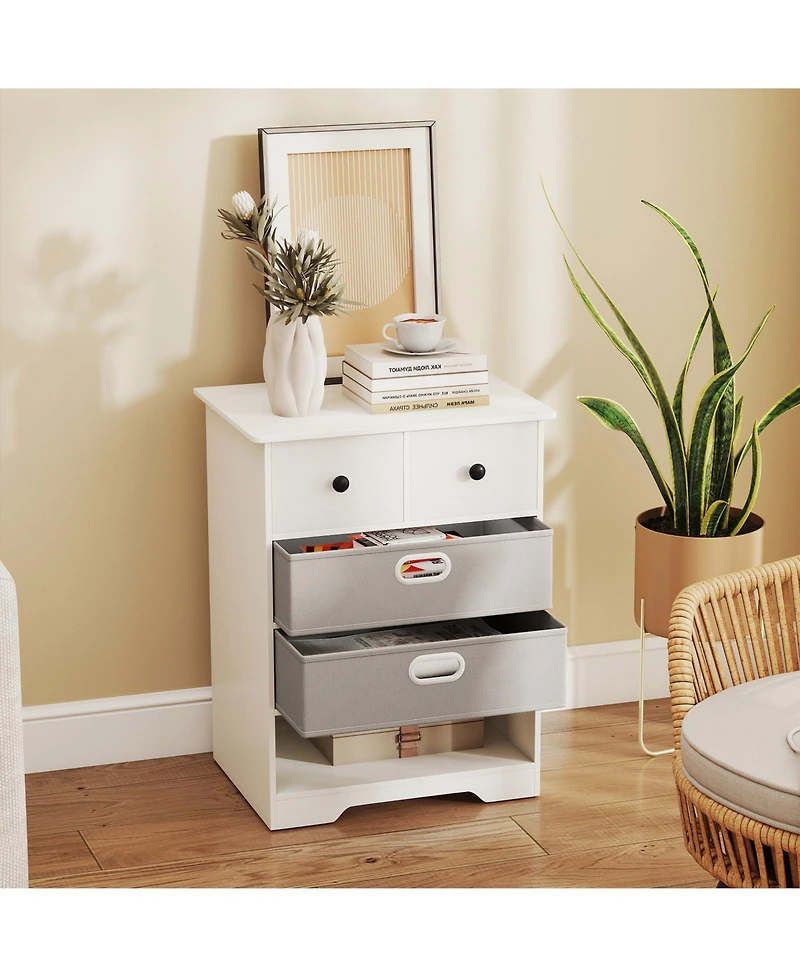 Slickblue 4-Drawer Storage Dresser with Open Shelves Modern Design