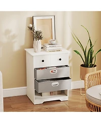 Slickblue 4-Drawer Storage Dresser with Open Shelves Modern Design