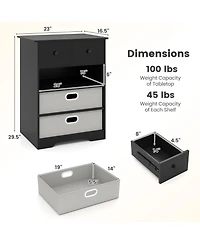 Slickblue 4-Drawer Storage Dresser with Open Shelves Modern Design