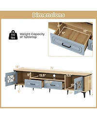 Sugift Farmhouse Tv Stand for TVs up to 80 in with Two Drawers