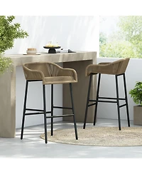 sumyeg La Push Outdoor Patio Rope Bar Stool, Patio Bar Chair Set of 2