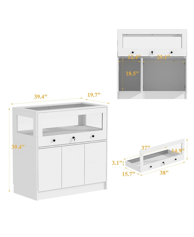 Famapy Storage/Display Cabinet with Glass Top , Bedroom Dresser Armoire Island