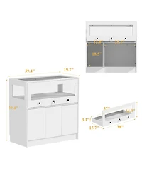 Famapy Storage/Display Cabinet with Glass Top , Bedroom Dresser Armoire Island