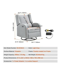 Sugift Electronic Power Recliner and Swivel Glider, 250 lbs Capacity, Usb Port