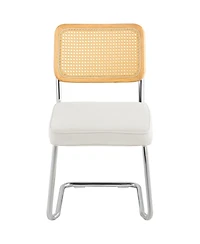 Sugift Rattan Dining Chairs Set of 4, Mid Century Modern, Velvet Upholstered with Rattan Back