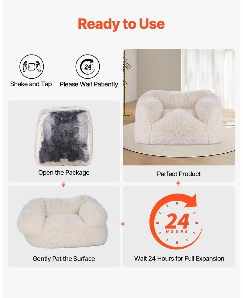 Sugift Bean Bag Chair, Plush Sofa Chair with Armrests, High-Density Foam