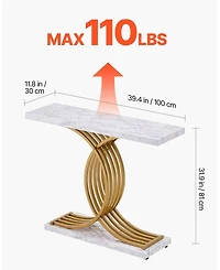 Sugift Narrow Console Sofa Table, 39.4 in, Behind Couch Table with Metal Frame