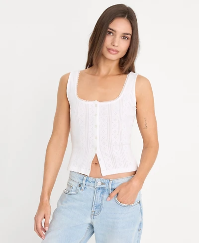 Good American Women's Pointelle Square-Neck Tank Top