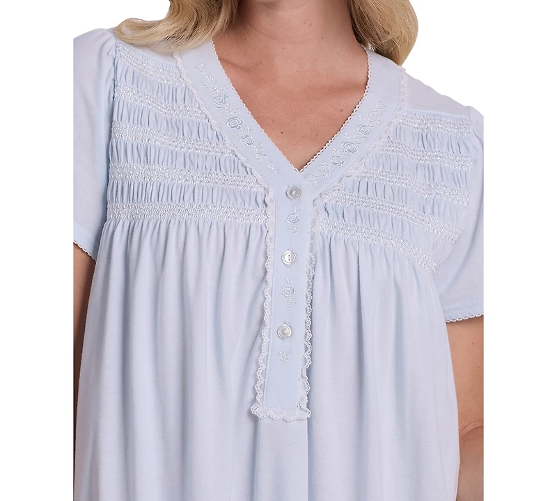 Miss Elaine Women's Short-Sleeve V-Neck Nightgown