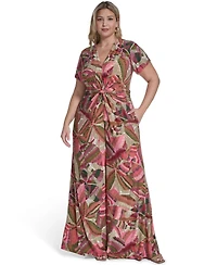 Vince Camuto Plus Short-Sleeve Front Wide-Leg Jumpsuit