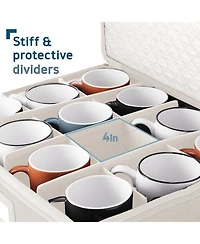 StorageBud Coffee Mug Storage, Quilted and Stackable Coffee Cup Storage Organizer for Service of 12, Mug Storage Box with Dividers