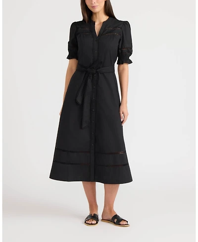 Ellen Tracy Women's Button Front Midi Dress with Self Belt