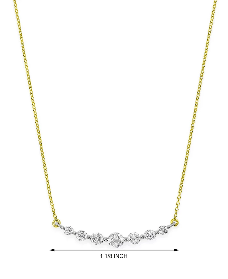 Diamond Graduated Bar Statement Necklace (1 ct. t.w.) in 14k Gold & White Gold, 16" + 2" extender