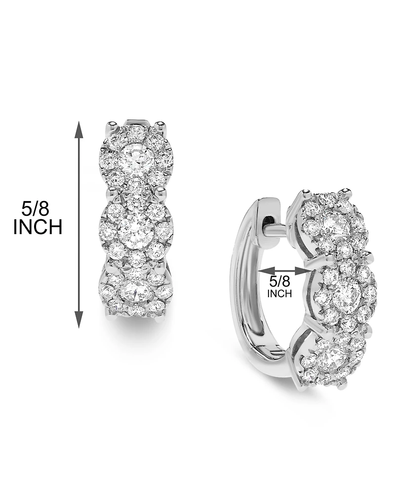 Diamond Halo Hoop Earrings (1 ct. t.w.) 14k Gold or White