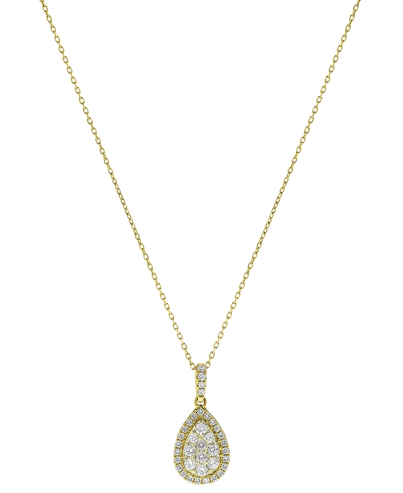 Diamond Teardrop Cluster Halo Pendant Necklace (5/8 ct. t.w.) in 14k Gold or 14K White Gold