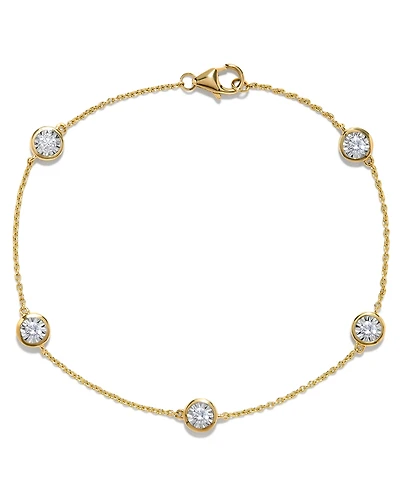 Diamond Bezel-Set Cable Link Chain Bracelet (1/2 ct. t.w.) in 14k Gold