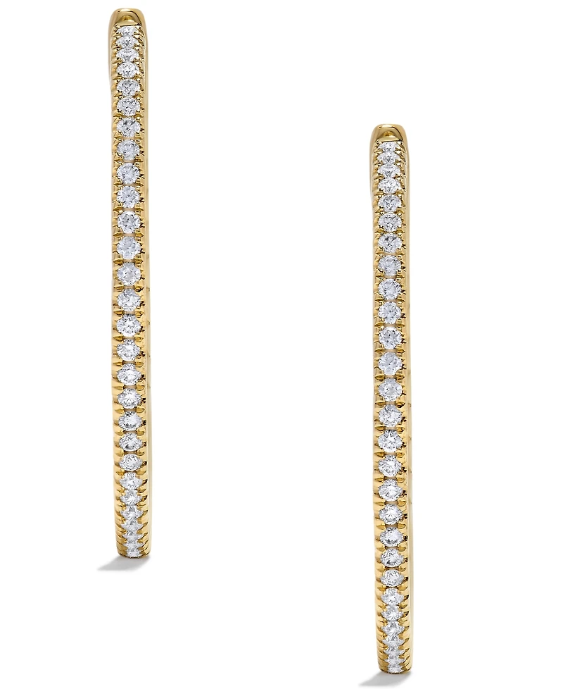 Diamond Skinny Hoop Earrings (1/2 ct. t.w.) in 14k Gold