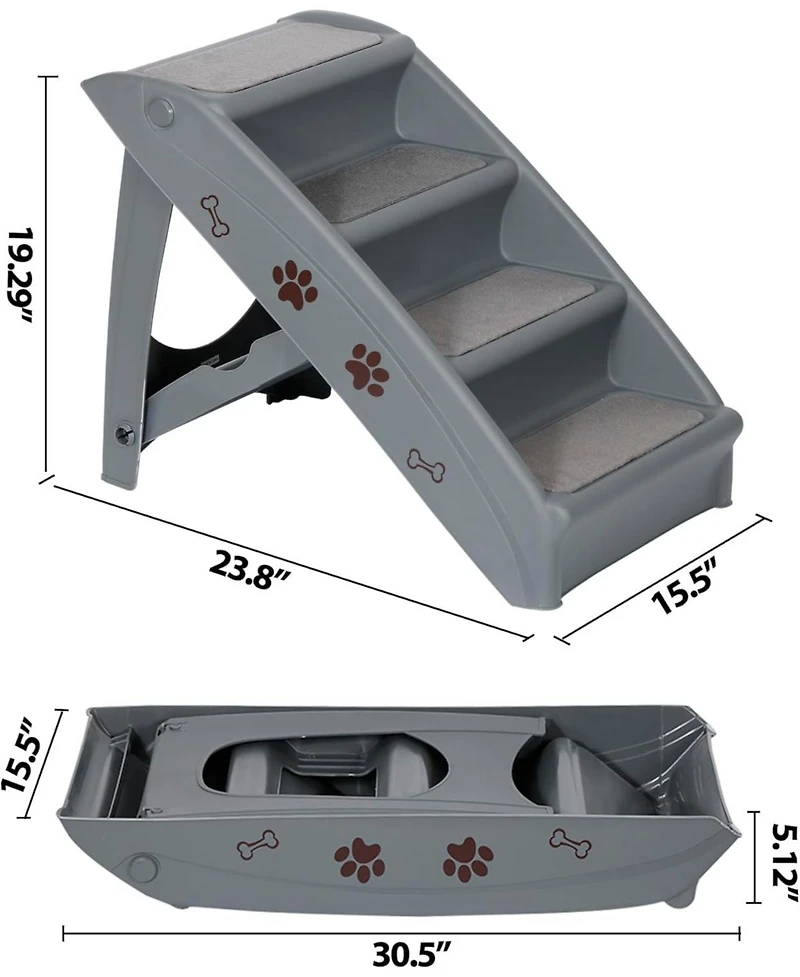 Zeny Folding Dog Stairs, Portable Indoor/Outdoor Pet Steps for Bed, Couch and Car, Pet Staris for Small Pet Dog/Cat