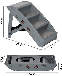 Zeny Folding Dog Stairs, Portable Indoor/Outdoor Pet Steps for Bed, Couch and Car, Pet Staris for Small Pet Dog/Cat