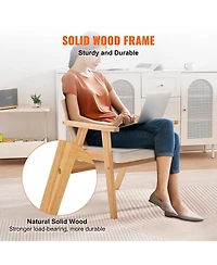 Sugift Mid Century Modern Rattan Chair, Velvet Upholstered Accent Chair for Living Room