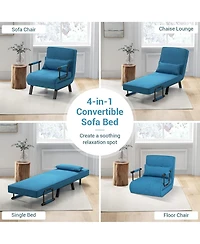 Rainsken Convertible Sleeper Chair Bed, 5 in 1 Folding Sofa Bed Chair with 5-Position Adjustable Backrest and Pillow for Home Office, Small Spaces