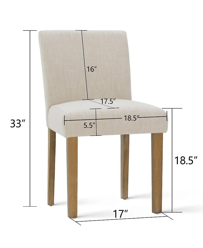 Maison Boucle Set of 2 Linen Upholstered Dining Chairs with Solid Wood Legs
