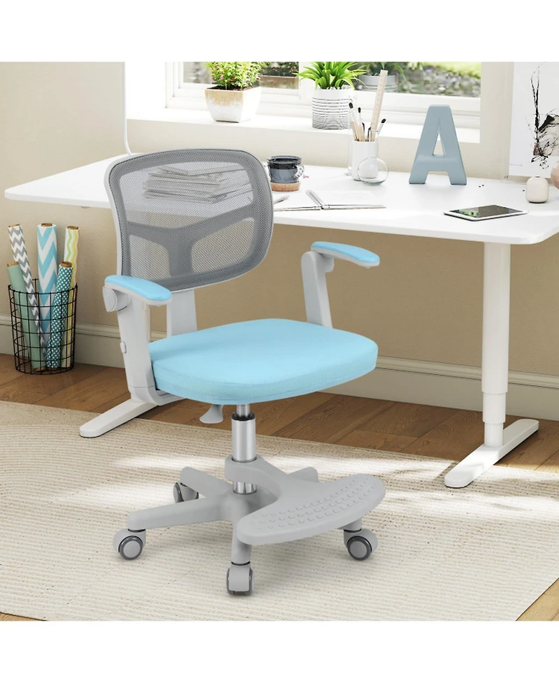 Gouun Adjustable-Height Children Study Chair with Armrest and Footrest